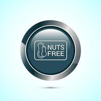 Peanuts free icon, No nuts label. Allergen free logo illustration, Gray Color Round Button Design vector