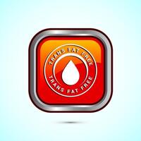 Trans fat free icon design illustration, Zero trans fat icon for healthy concept, Orange Color Square Button Design vector