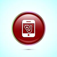 Online healthcare icon design, Virtual medical service sign, Red Color Round Button Design vector