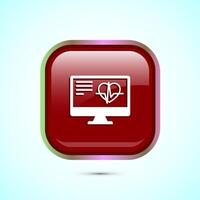 Online healthcare icon design, Virtual medical service sign, Red Color Square Button Design vector