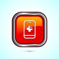 Online healthcare icon design, Virtual medical service sign, Orange Color Square Button Design vector