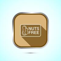Peanuts free icon, No nuts label. Allergen free logo illustration, Gold Shadow Button Design vector