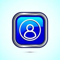 User profile icon design illustration, User profile avatar, Blue Color Square Button Design vector