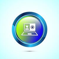 Online healthcare icon design, Virtual medical service sign, Glossy Round Button Design vector