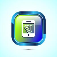 Online healthcare icon design, Virtual medical service sign, Glossy Square Button Design vector