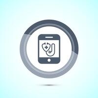 Online healthcare icon design, Virtual medical service sign, Gray Color Button Design vector