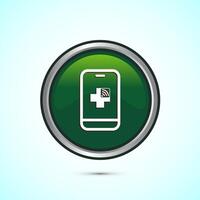 Online healthcare icon design, Virtual medical service sign, Green Color Round Button Design vector