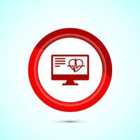 Online healthcare icon design, Virtual medical service sign, Red Color Button Design vector