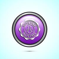 Peanuts free icon, No nuts label. Allergen free logo illustration, Pink Color Round Button Design vector