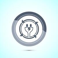 Renewable energy icon design illustration. Renewable power sign symbol, Gray Color Button Design vector
