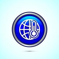 Climate change icon design, Global warming, Earth temperature icon, Blue Color Round Button Design vector