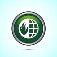 Climate change icon design, Global warming, Earth temperature icon, Green Color Round Button Design vector