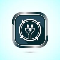 Renewable energy icon design illustration. Renewable power sign symbol, Gray Shadow Button Design vector