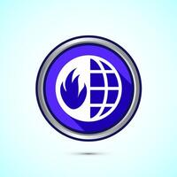 Climate change icon design, Global warming, Earth temperature icon, Blue Shadow Button Design vector