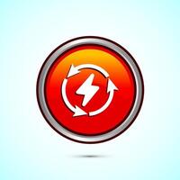 Renewable energy icon design illustration. Renewable power sign symbol, Orange Color Round Button Design vector