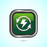 Renewable energy icon design illustration. Renewable power sign symbol, Green Color Square Button Design vector