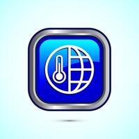 Climate change icon design, Global warming, Earth temperature icon, Blue Color Square Button Design vector