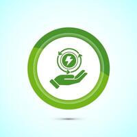 Renewable energy icon design illustration. Renewable power sign symbol, Green Color Button Design vector