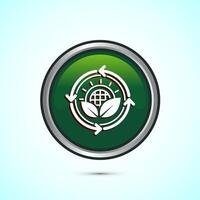 Renewable energy icon design illustration. Renewable power sign symbol, Green Color Round Button Design vector