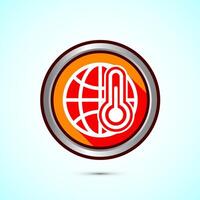 Climate change icon design, Global warming, Earth temperature icon, Orange Shadow Button Design vector
