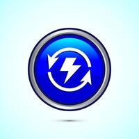 Renewable energy icon design illustration. Renewable power sign symbol, Blue Color Round Button Design vector