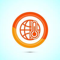 Climate change icon design, Global warming, Earth temperature icon, Orange Color Button Design vector