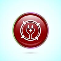 Renewable energy icon design illustration. Renewable power sign symbol, Red Color Round Button Design vector