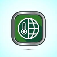 Climate change icon design, Global warming, Earth temperature icon, Green Shadow Button Design vector