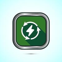 Renewable energy icon design illustration. Renewable power sign symbol, Green Shadow Button Design vector
