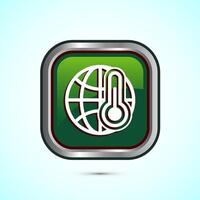 Climate change icon design, Global warming, Earth temperature icon, Green Color Square Button Design vector