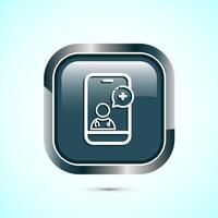 Online healthcare icon design, Virtual medical service sign, Gray Color Square Button Design vector