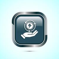 Renewable energy icon design illustration. Renewable power sign symbol, Gray Color Square Button Design vector