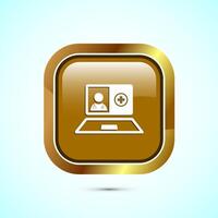 Online healthcare icon design, Virtual medical service sign, Gold Color Square Button Design vector