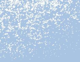 Heavy snowfall abstract texture on blue background. Fading white pattern with snow-like random particles. Falling snow grunge overlay for design or illustration vector