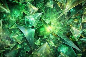 Intricate Green Crystal Fractal Pattern Featuring Sharp Geometry and a Stunning Wallpaper Background Effect photo