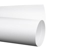White paper rolled with smooth, curved surface. Flexible, clean, and sleek material with photo