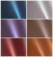 Glossy paper textures with a metallic finish in copper, red, and blue tones. Featuring smooth photo
