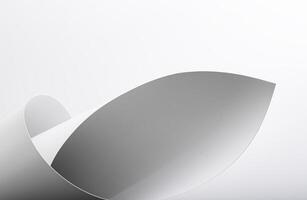White paper rolled with smooth, curved surface. Polished, flexible material with clean lines and photo