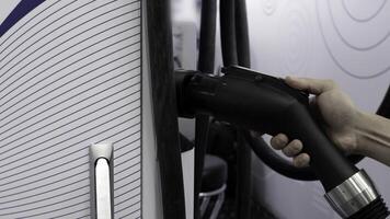 Detailed Close-Up View of Charging Equipment Designed for Electric Vehicles and EVs. Media photo