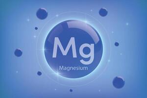 Magnesium blue icon. Essential mineral capsule with glowing effects for bone health and wellnes vector
