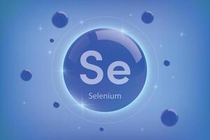 Selenium blue icon. Essential mineral capsule with glowing effects for bone health and wellnes vector