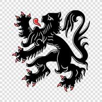 A black lion with red claws and claws on its back vector