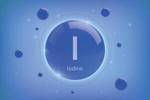 Iodine blue icon. Essential mineral capsule with glowing effects for bone health and wellnes vector