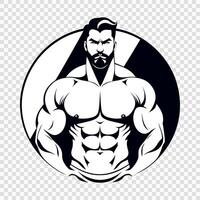 A muscular man with a beard and a tattoo on his chest vector