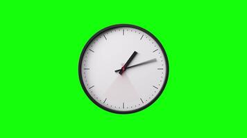 Clock Timelapse Greenscreen Alpha Loop. Fast movement of clock hands motion blur. Analog Wall Clock Isolated. Time Passing Fast. 12 Hours Classic Clock video