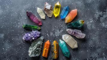 Colorful Crystal Points Arranged in a Circle photo