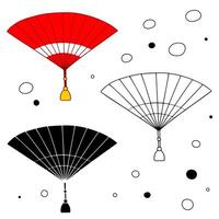 Folding hand fan icon set. Simple flat style illustration. Japanese and Chinese Hand fans collection. Lunar New Year. Design elements for gifts, greeting cards, web, digital, print vector