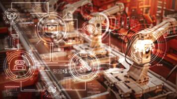 Automation and remote control managing industrial robots in a factory video