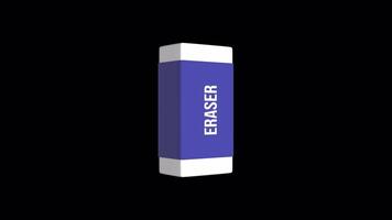 Pencil Rubber Eraser Rotating on a Transparent Background. Seamless Loop. 4K video