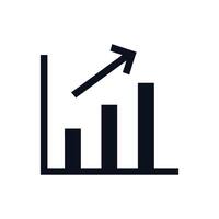 An icon of a bar chart with an arrow pointing up vector
